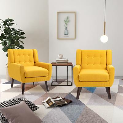 Lumibee 3-Piece Linen Tufted Chair Set with Armchair and Loveseat for Living Room