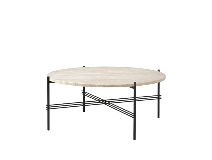 GUBI TS Outdoor Couchtisch Weißer Travertin-svart