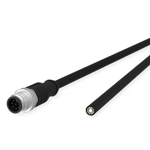 Metz Connect Sensor-/Aktorltg., M12-ST A-kodiert, gerade-freies Ende, ungeschirmt, 8polig, PUR, schwarz, 1m