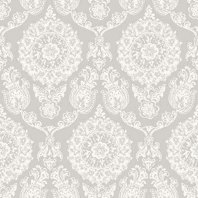 Chesapeake Helm Damask Taupe Floral Medallion Wallpaper