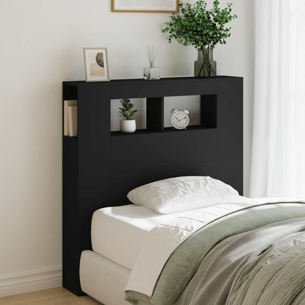 17 Stories Nevio Bookcase Headboard Black 100 x 103.5 cm