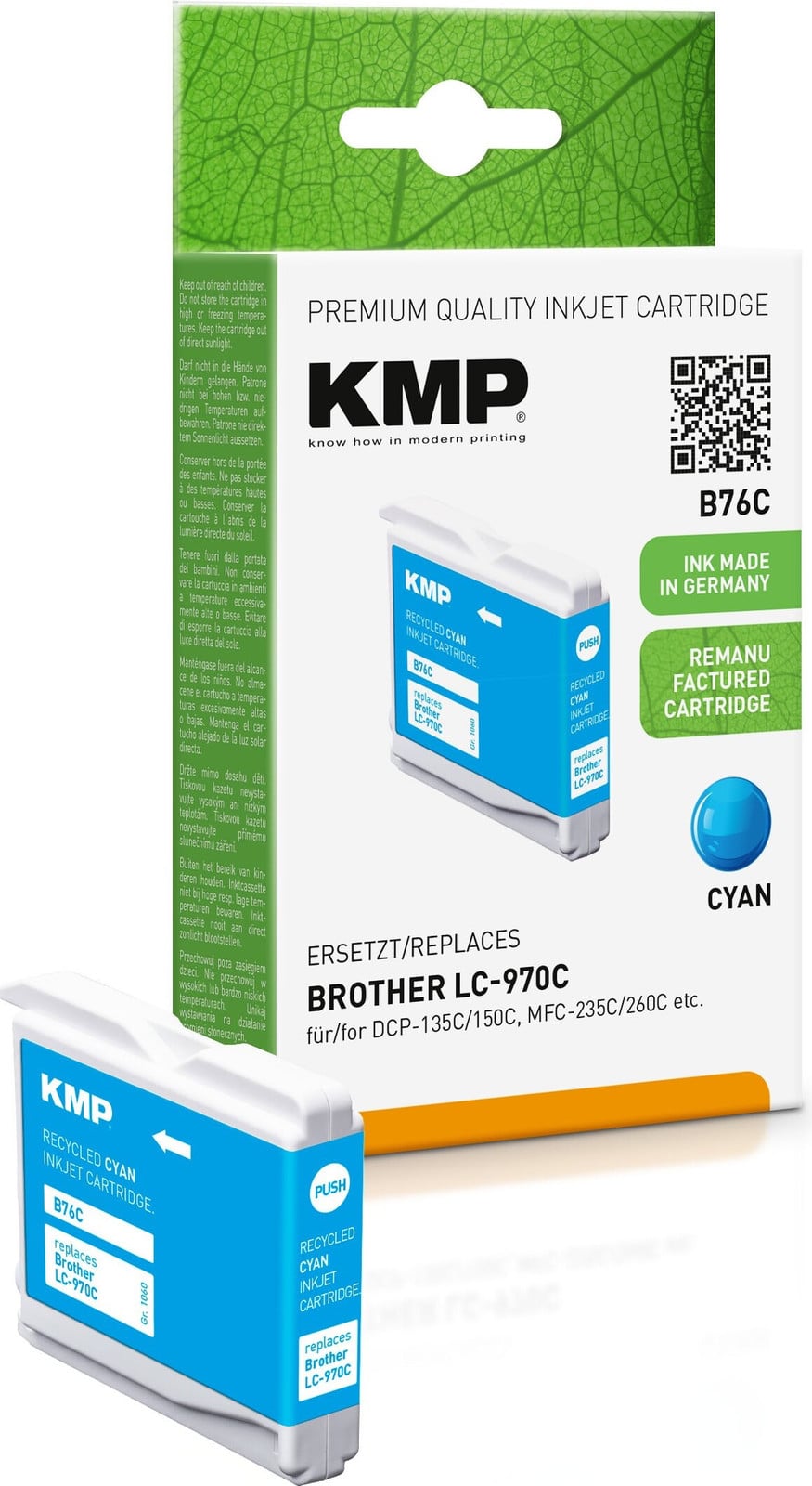 KMP Patrone Brother LC-970C 300 S Cyan Remanufactured