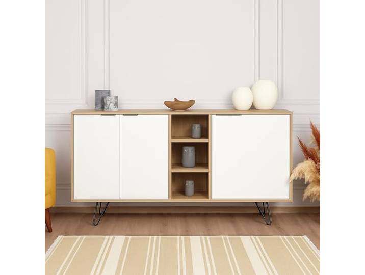 Dmora Anrichte Ashlesha 142x35,6x83h cm Braun 4 Böden 7 Fächer