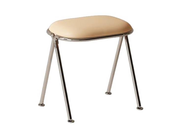 Moderner Schminkhocker Aus Pu-Leder, Rechteckiger Schminkstuhl Beine aus Edelstahl, gepolsterter Ottoman, geeignet for Schlafzimmer, Wohnzimmer, Eingangsbereiche und kleine(Beige)