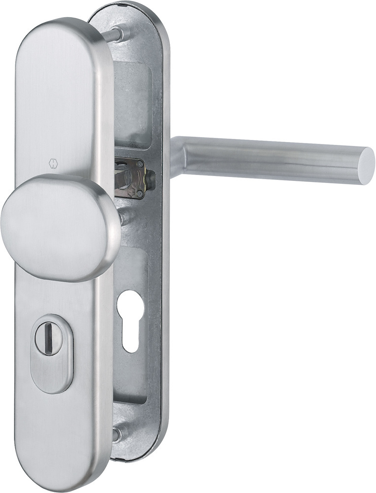 HOPPE Schutz-Wechselgarnitur mit Langschild Amsterdam E86G/3332ZA/3310/1400Z, 8/72 mm, ES 2 (SK3), Edelstahl 3720732
