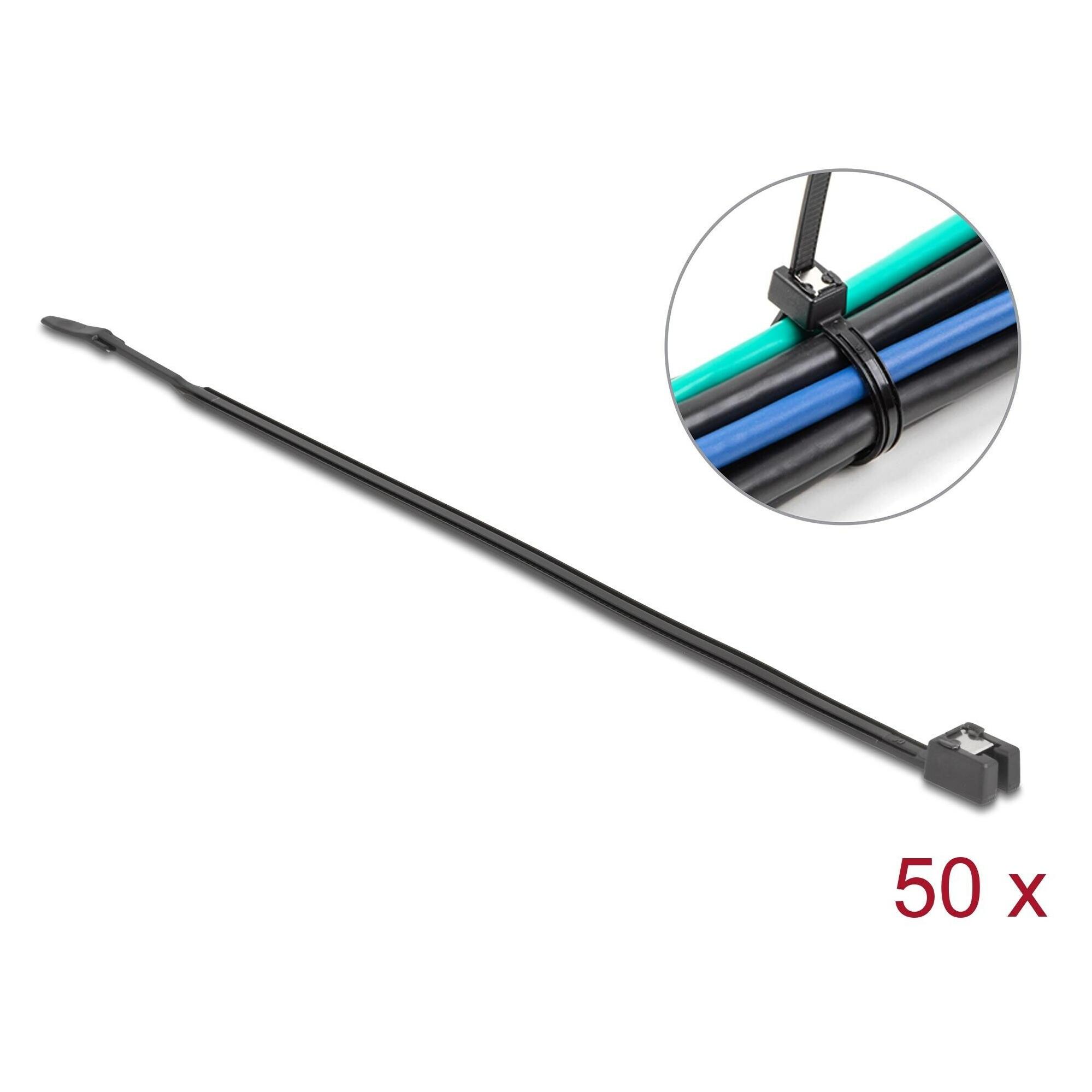 Delock Kabelbinder (VPE 50) selbstschneidend L 200 x B 4,8 mm schwarz (200 mm, 50 Stk.) (19468)