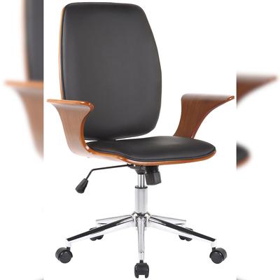 Décoshop26 - Klassischer und komfortabler Bürostuhl mit ergonomischer Rückenlehne höhenverstellbar aus schwarzem Kunststoff Holz BUR10557