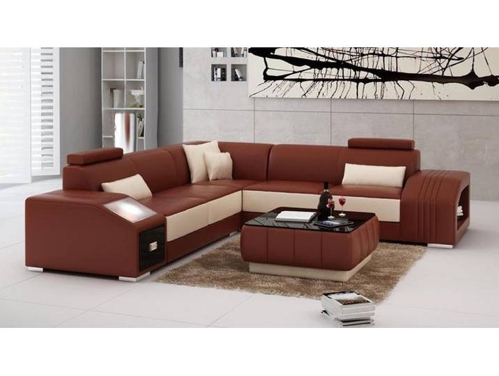 JVmoebel Ecksofa Elegante Eckcouch aus braunem Leder mit hochwertiger Polsterung, Made in Europa