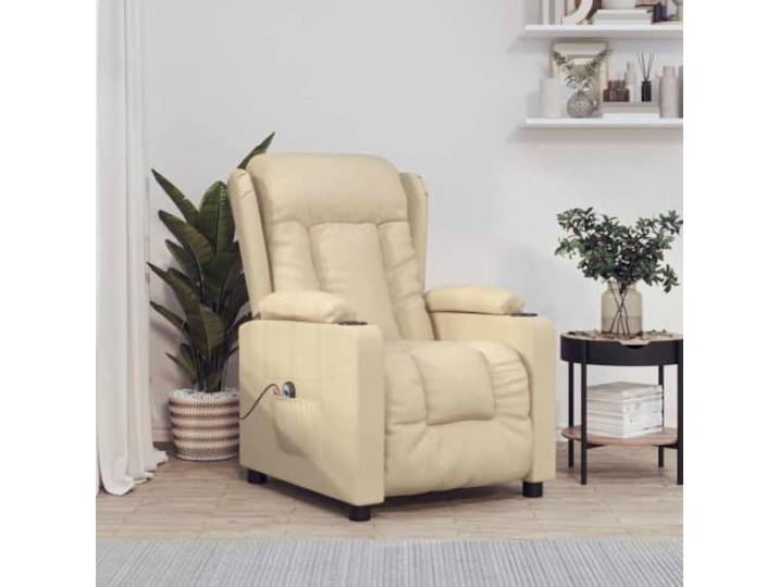 WHOPBXGAD Elektrisch Stoff Fernsehsessel Creme 27.9 Relaxsessel Elektrisch Creme Stoff mit Fernbedienung 3 Liegepositionen Getränkehalter TV Sessel