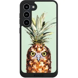 Nivocase Handyhülle für Samsung Galaxy S23+ Hülle NIVOpure Case Schwarz Ananas Eule Vogel (Samsung Galaxy S23+), Smartphone Hülle, Schwarz