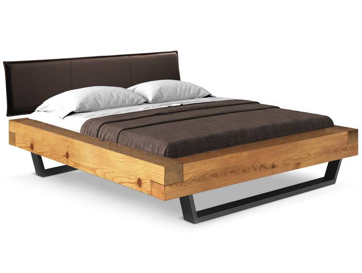 CURBY Balkenbett mit Polsterkopfteil, Kufenfuß, Material