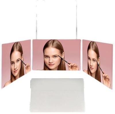 Fusion Finds Trifold Barber Mirror Adjustable 3 Way Mirror For Self Haircut With HD Glass white
