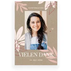 Dankeskarten für Konfirmation im Design "Rosa Zweige" - Musterkarte