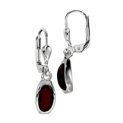 Paar Ohrhänger OSTSEE-SCHMUCK "Ostsee-Schmuck Ohrhänger Tinta cherry Ohrhänger Tinta cherry", weiß, Ohrringe, Damen, 27 x 6mm, Silber 925 (Sterlingsilber)