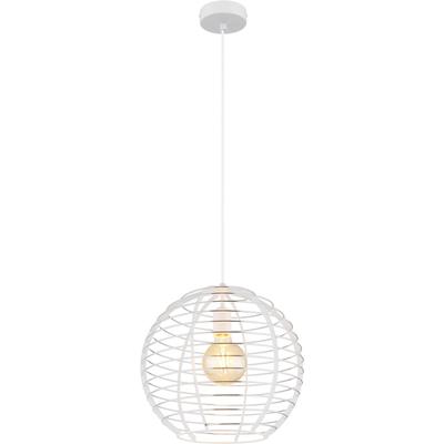 GLOBO LIGHTING Hängeleuchte "NESA", weiß (weiß matt), 1, Ø 35cm H: 120cm, 1 Stk., Leuchten, Hängeleuchte Weiß, Chromstäbe, Soft-Lift, E27, Hängeleuchte