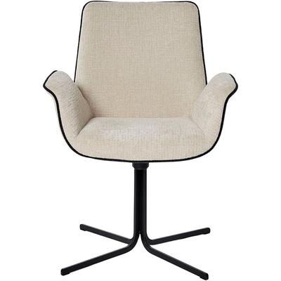 Schalenstuhl JAHNKE "POLE TWIST", beige (champagner, schwarz, schwarz, schwarz, champagner), B:65cm H:85cm T:63cm, Polyester, Stühle, Drehbar, gepolstert, mit Armlehnen, Metallgestell, B:65xT:63xH:85 cm
