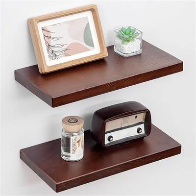 No "Natural Wood Floating Shelves for Wall - 8""D x 16""W x 1.2""H"