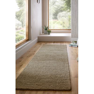 Wollteppich FLAIR RUGS "Harris Boucle", grün, B:80cm H:12mm L:230cm, Wolle, Teppiche, handgefertigt