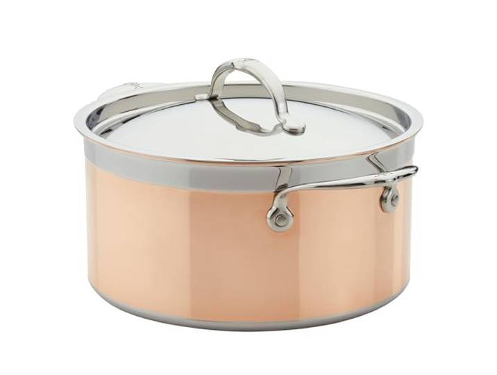 Hestan CopperBond Collection Suppentopf, 100% reiner Kupferkern, ideal zum Einkochen von Suppen, zum Kochen, Getreide und Gemüse, hergestellt in Italien, 6 Quart, Kupfer