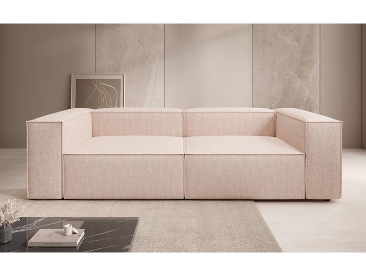 Designer Sofa Lesley 3 Sitzer in Leinen-Optik - Bordeaux - Leinen-Optik - Luxusbetten24
