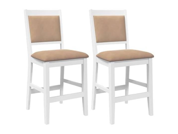Barhocker aus massivem Gummibaumholz mit Kissen, 2 Stück, Weiß Robustes Gummibaumholz, gepolsterte Sitzfläche, bequeme Rückenlehne, vielseitiger Stil, heller weißer Farbton