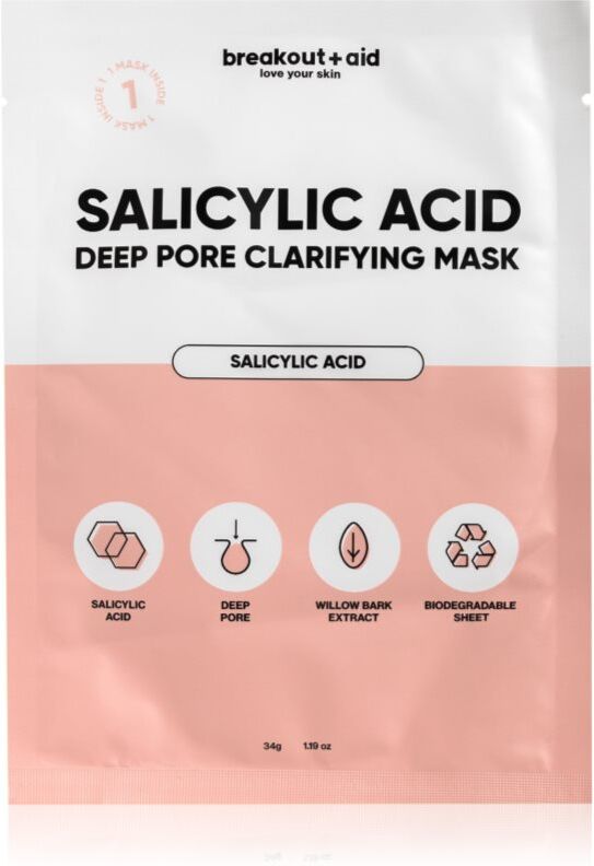 breakout + aid Salicylic Acid Deep Pore Clarifying Mask sheet mask with salicylic acid 34 g