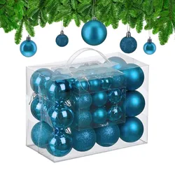 Relaxdays Weihnachtskugeln im 50er Set Silber,Türkis