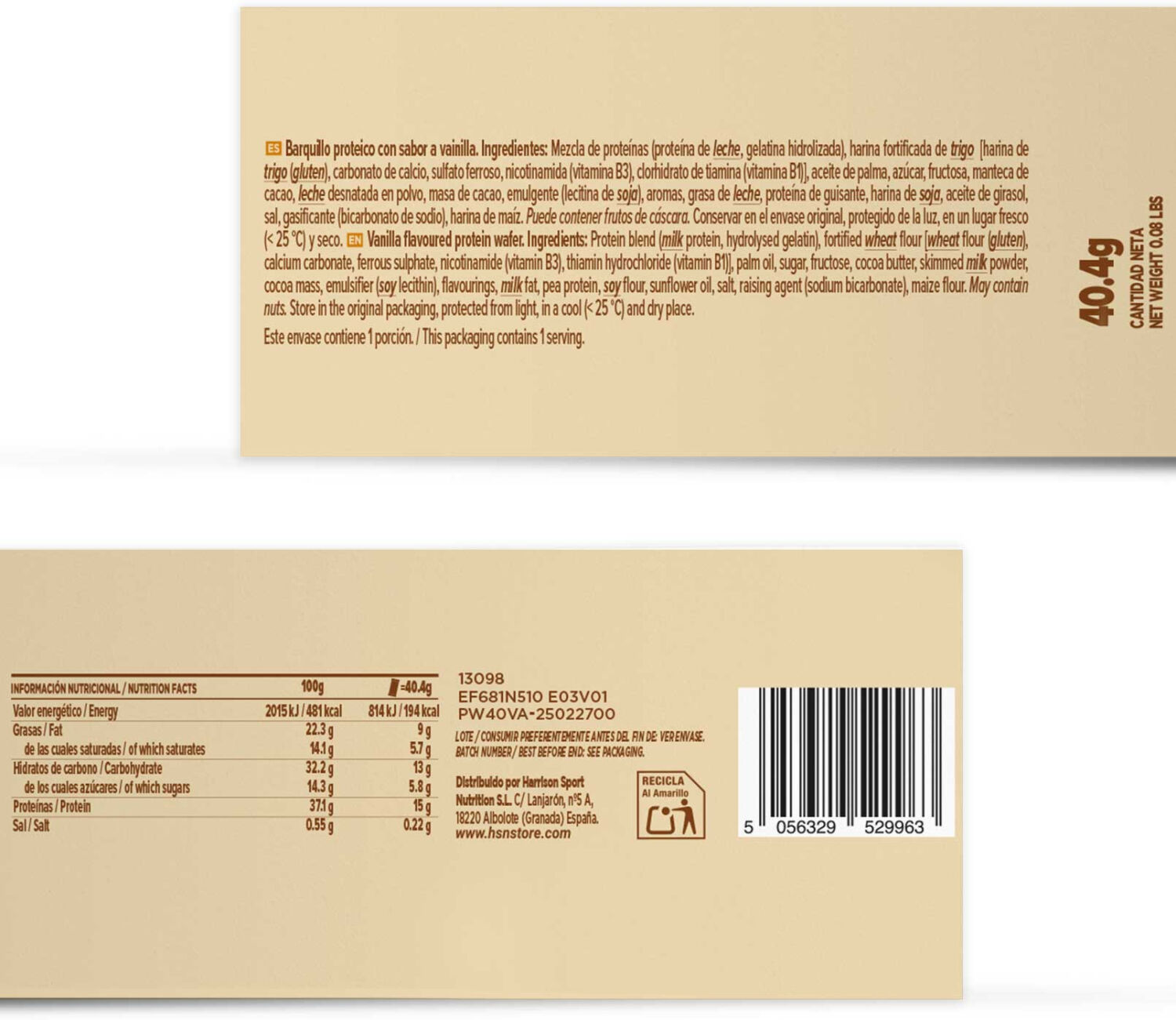 HSN Barquillo proteico 40g vainilla - Barritas de proteínas - Barritas - 1  Servicios