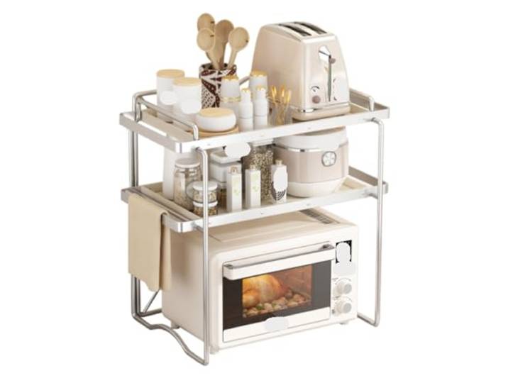 CVdrtyED Mikrowellenregal Mikrowellenherd-Regal, Küchen-Aufbewahrungsregal, Tisch-Aufbewahrungsregal, Reiskocher-Druckerständer Küchenregal Stehend(43cm)