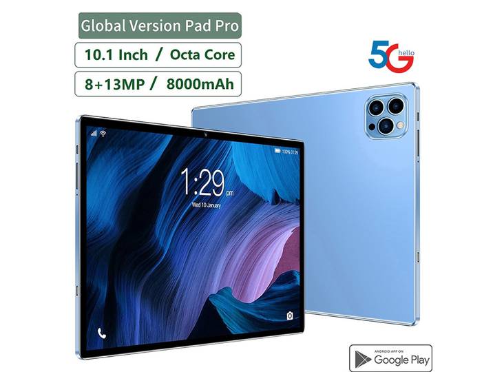 Nouveau 5G Pad 10.1 pouces Android tablettes Octa Core 8GB RAM 512GB ROM 4G LTE 5G WiFi tablette Pc Double carte SIM affichage HD 8000mAh