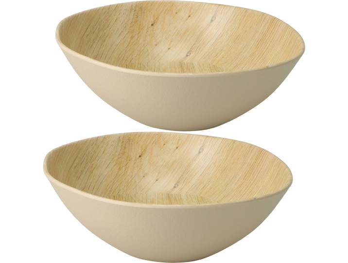 2er-Set Bruchfeste Melamin-Schale in Holzoptik-Design, 18 x 6 cm