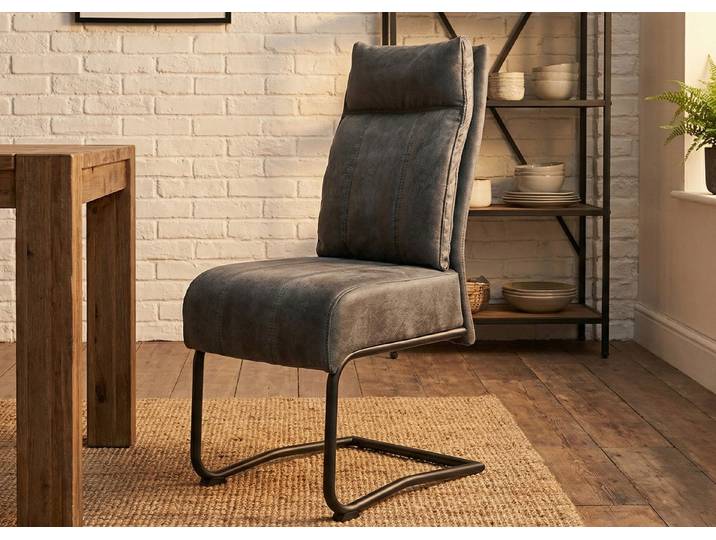 Massivart® Freischwinger mit Taschenfederkern, Microfaser Antiklook, Esszimmerstuhl, »Azul«, praktischer Griff am Rücken · Metallgestell schwarz matt