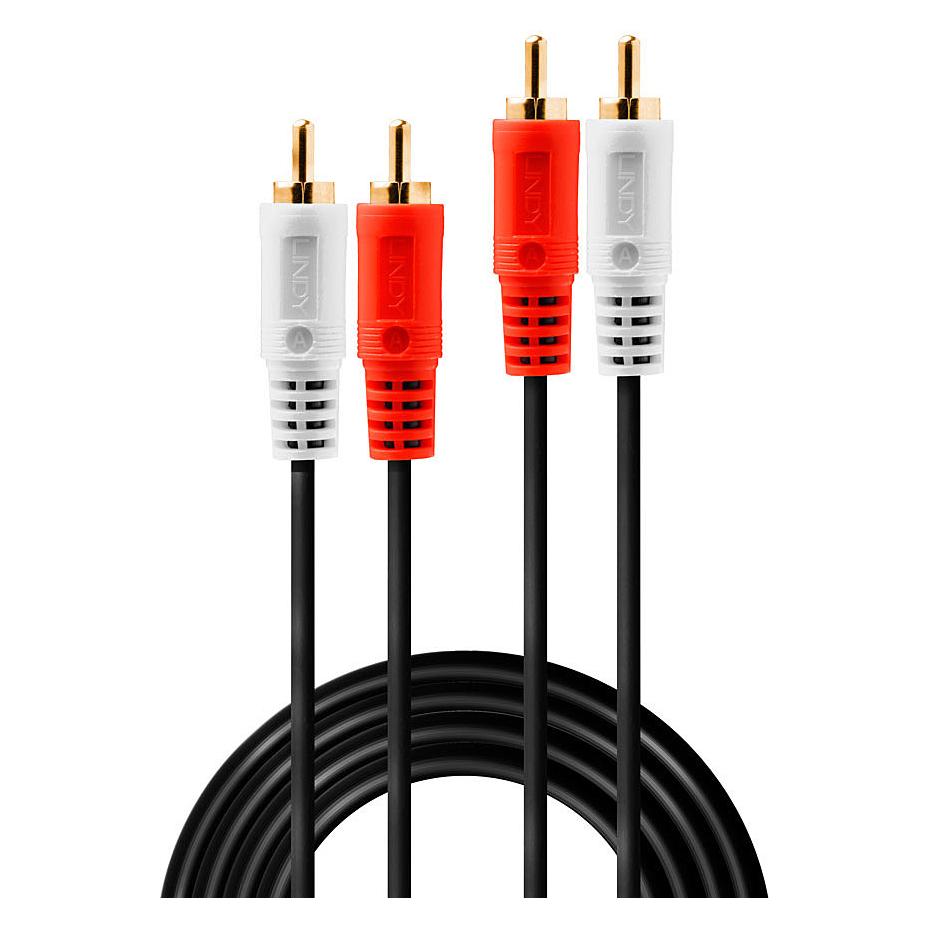 Lindy Audiokabel Stereo 2x RCA Male an 2x RCA male, 10m, vergoldet (10 m, Cinch Kabel) (35664)