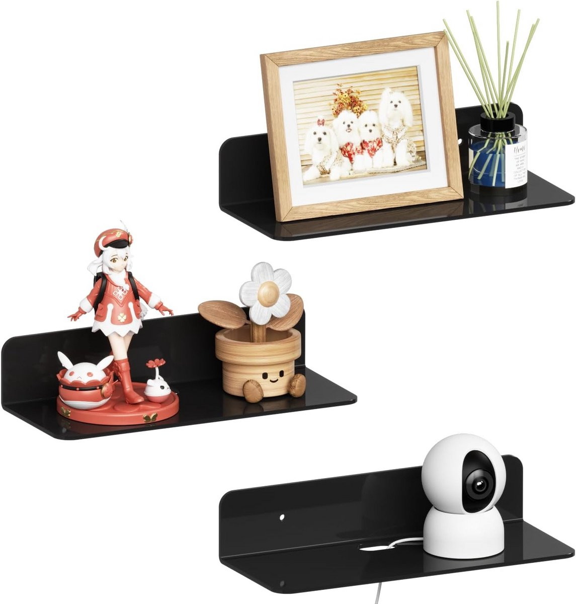 Set van 3 Zwarte Acryl Planken voor Display en Opslag