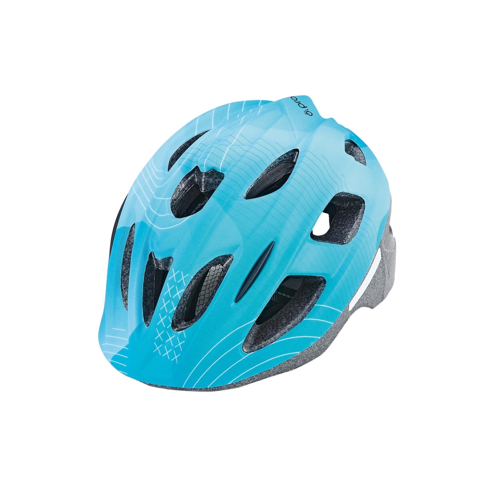 Kinder-Fahrradhelm, stoßfeste Hartschaum-Innenschale, LED-Licht, reflektierende Gurtbänder und 5 Reflektionsstreifen, Größe: 53-55 cm, Farbe: türkis