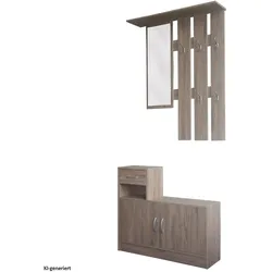 HTI-Living, Garderobe + Kleiderstange, Garderobenpaneel mit Schuhschrank Thekla Sonoma