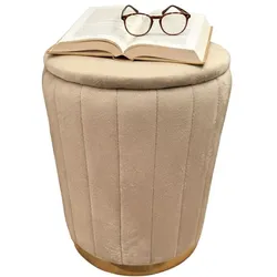 Relaxdays Hocker aus Samt mit Stauraum Gold,Hellbraun