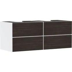 hansgrohe Xevolos E Waschtischunterschrank, 4 Schubkästen, 2 Ausschnitte, 1370x550x555mm, für Konsole mit 2 Aufsatzwaschtischen, 54196730, Farbe: Korpus Mattweiß, Front Eiche Dunkel