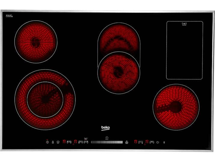 BEKO Elektro-Kochfeld, schwarz, B:77cm H:5,5cm T:51cm, Kochfelder, Slide-Touch Tasten: Steuern durch direktes Antippen oder entlangfahren