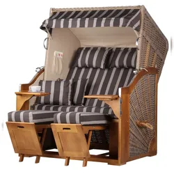 Mr. Deko Strandkorb Komplettset - bene living - Schleswig Pinie - PE mokka - Modell 554