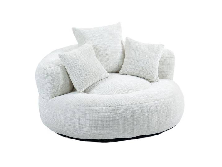LAZY SOFA– Hoher Rücken & 3 Kissen (Beige Chenille)