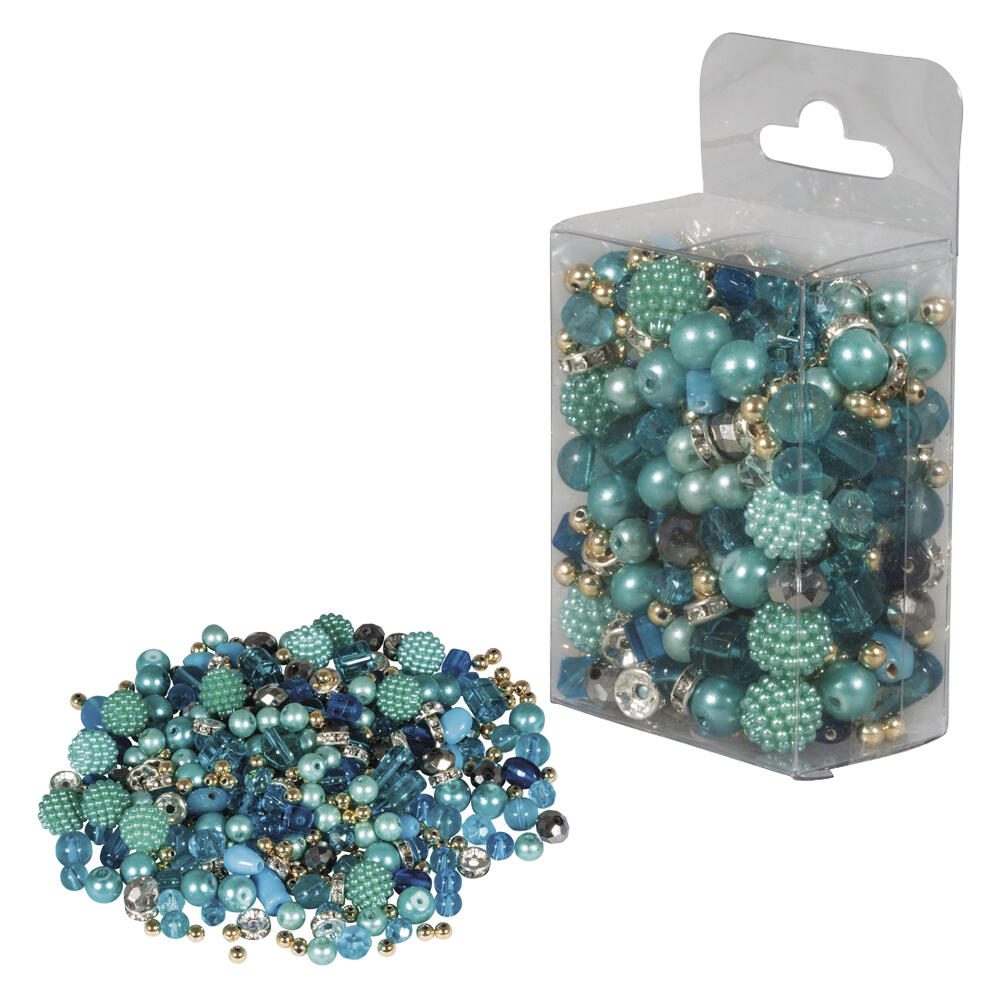 Rayher Perlen-Set Glasperlenmix mit Effektperlen türkis 14877392