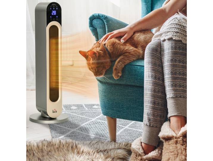 HOMCOM Chauffage Soufflant Céramique 2200W Télécommande Noir