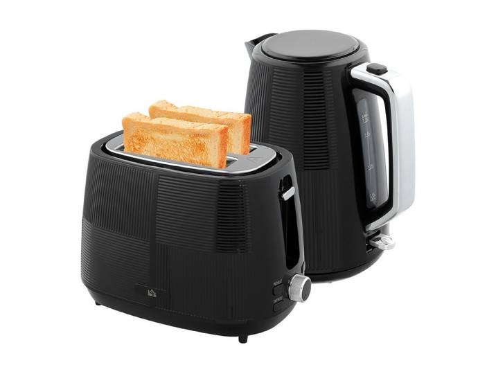 FELIXLEO Frühstücks-Set Wasserkocher Toaster Set, 1,7 L, Edelstahl, Schwarz