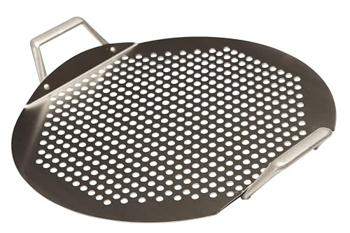 BBQNovation BBQ Grillplaat RVS XL – Geperforeerde Grill Topper voor op het BBQ Rooster – Voor Groenten, Vis, Garnalen & Pizza – B/D: 39,5 x 46,5 cm
