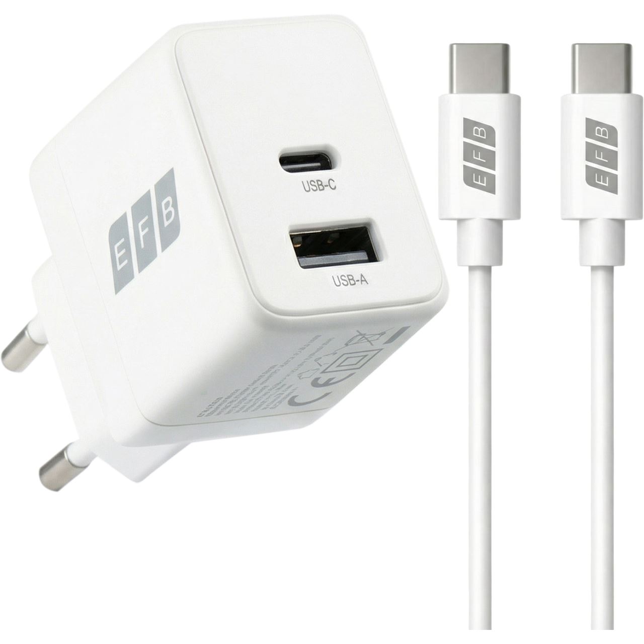 EFB Elektronik Ladegerät 30W USB-C + USB-A Set PD3.0 GaN QC3.0