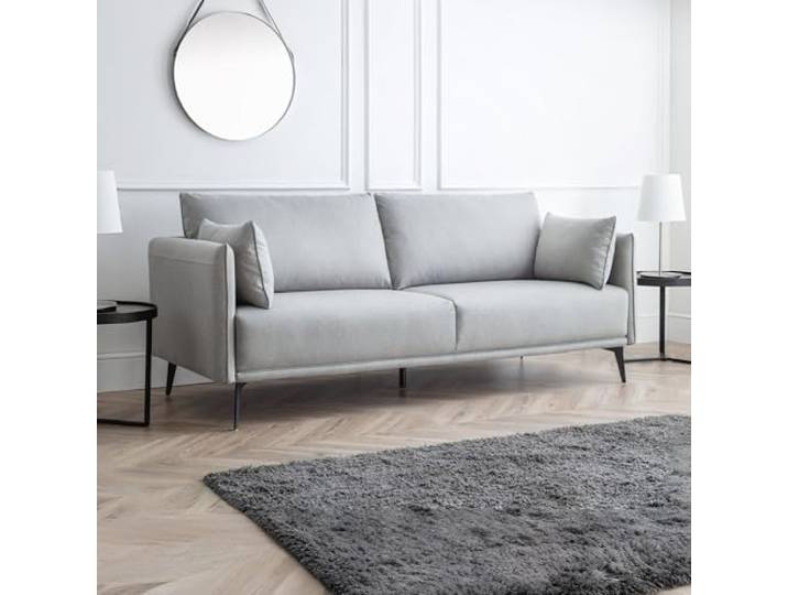Julian Bowen Rohe 3-Sitzer-Sofa Wohnzimmercouch im Industriestil für Wohnzimmer, Leinenoptik, stützender gepolsterter Komfort, schwarze Beine