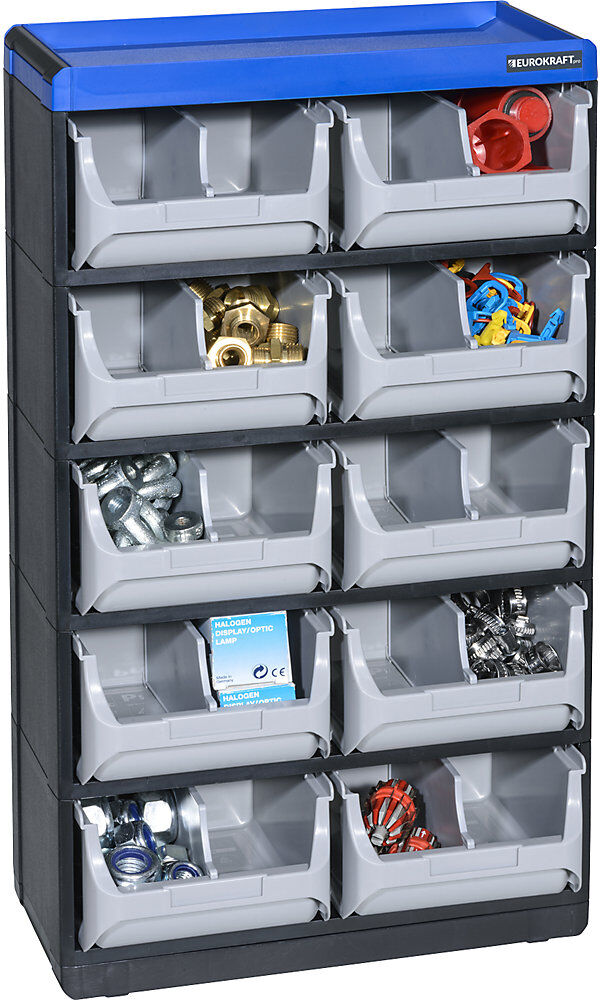 Kleinteilemagazin VARIOPLUS PRO, HxBxT 525 x 300 x 165 mm, 10 Schubladen, 10 Trennstege eurokraft pro