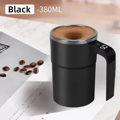 All Categories Goods USB Charging Digital Display Mug, Electric Coffee Self Mixing Mug, Waterproof Coffee Stirring Cup black