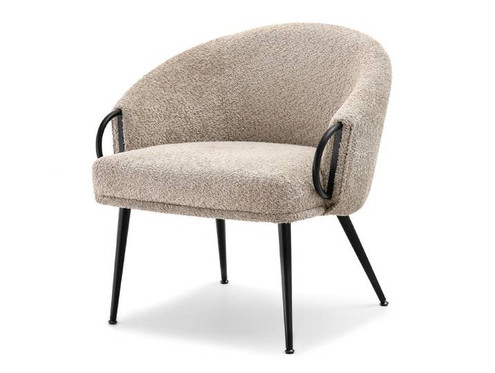 Compleo Loungesessel Sessel boucle, Bequemer Schaffell-Sessel CLARO, Glamour design